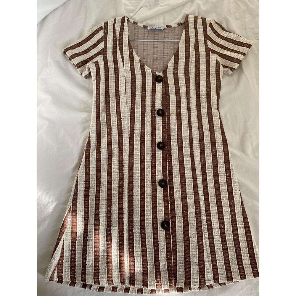 ZARA Tan Stripe Mini Dress